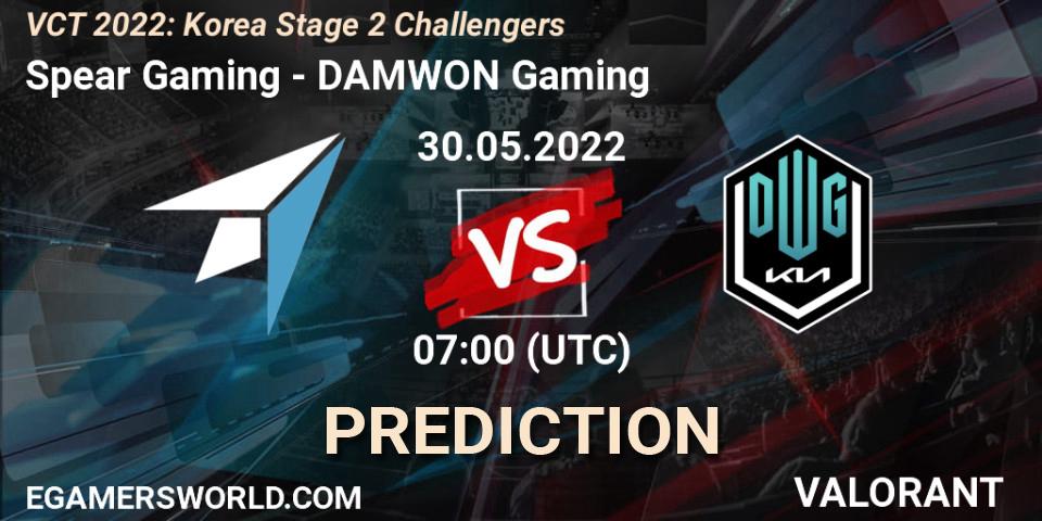 Pronósticos Spear Gaming - DAMWON Gaming. 30.05.2022 at 07:00. VCT 2022: Korea Stage 2 Challengers - VALORANT