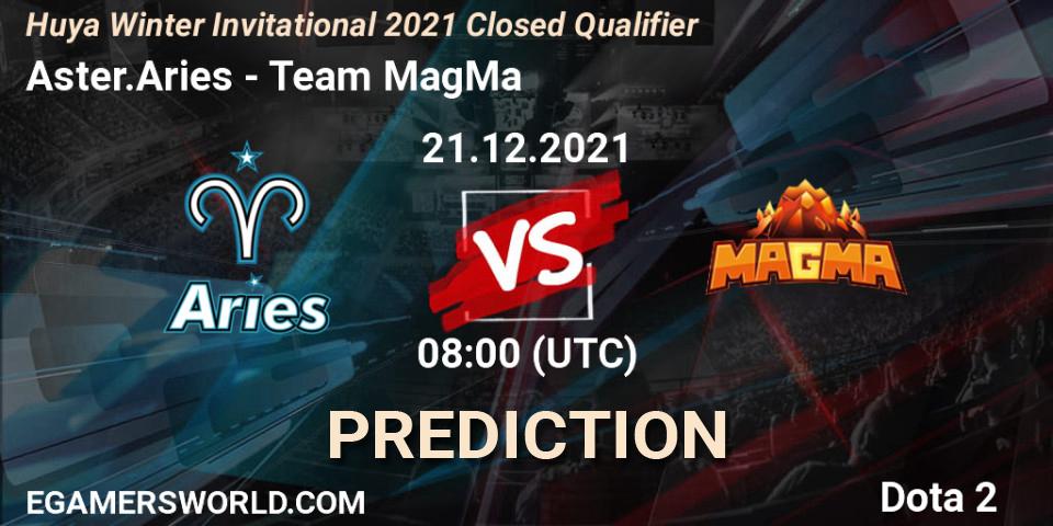 Pronósticos Aster.Aries - Team MagMa. 21.12.2021 at 09:09. Huya Winter Invitational 2021 Closed Qualifier - Dota 2