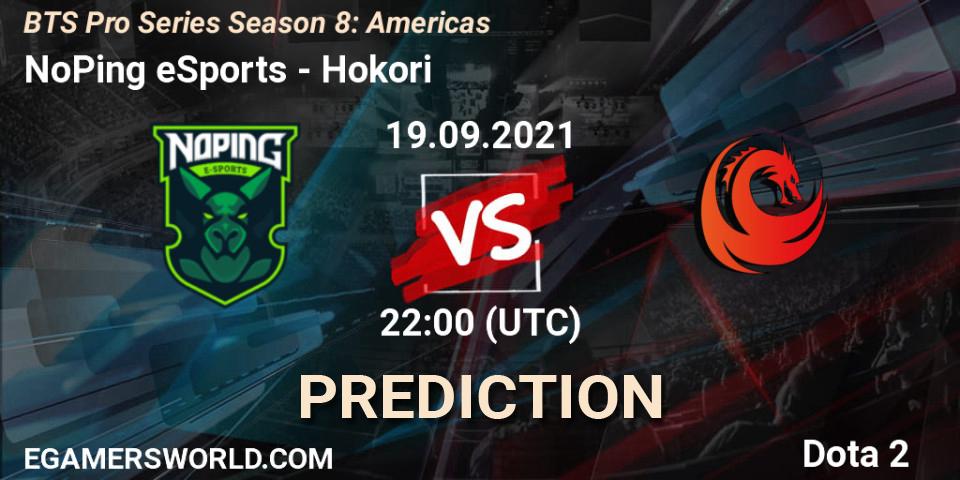 Pronósticos NoPing eSports - Hokori. 19.09.2021 at 21:40. BTS Pro Series Season 8: Americas - Dota 2