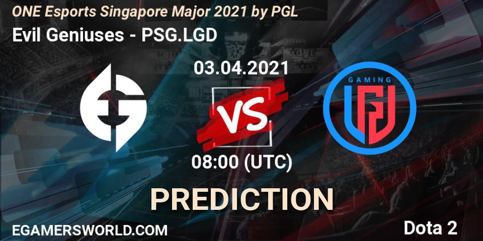 Pronósticos Evil Geniuses - PSG.LGD. 03.04.21. ONE Esports Singapore Major 2021 - Dota 2