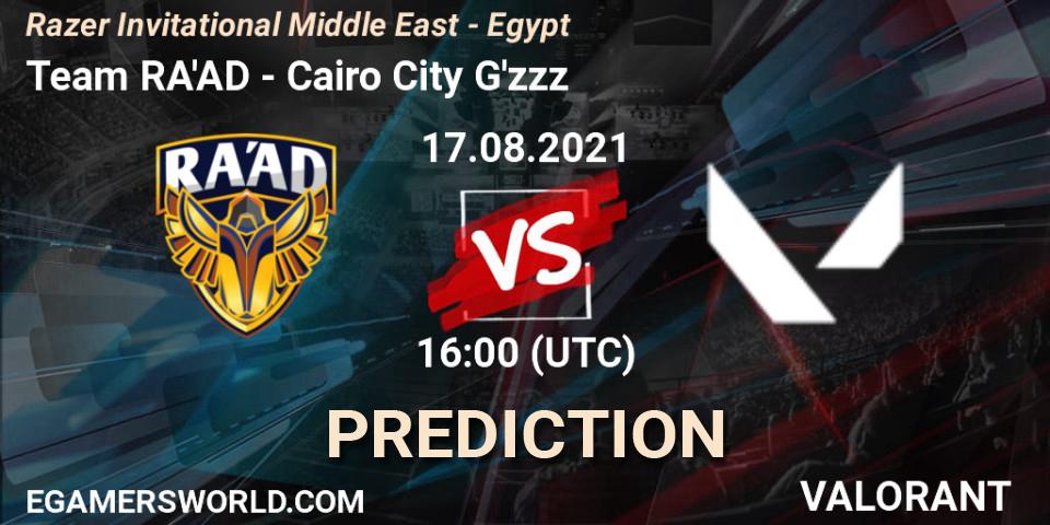 Pronósticos Team RA'AD - Cairo City G'zzz. 17.08.2021 at 16:00. Razer Invitational Middle East - Egypt - VALORANT