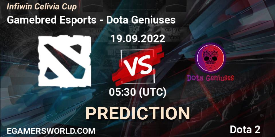 Pronósticos Gamebred Esports - Dota Geniuses. 19.09.2022 at 05:29. Infiwin Celivia Cup - Dota 2