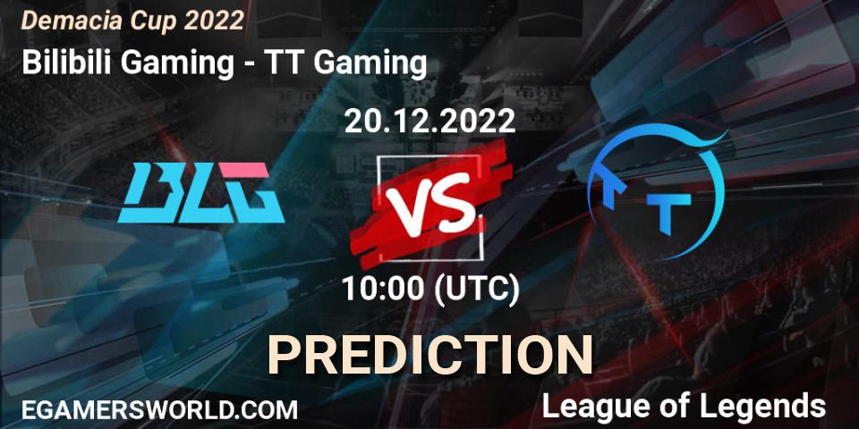 Pronósticos Bilibili Gaming - TT Gaming. 20.12.2022 at 09:30. Demacia Cup 2022 - LoL