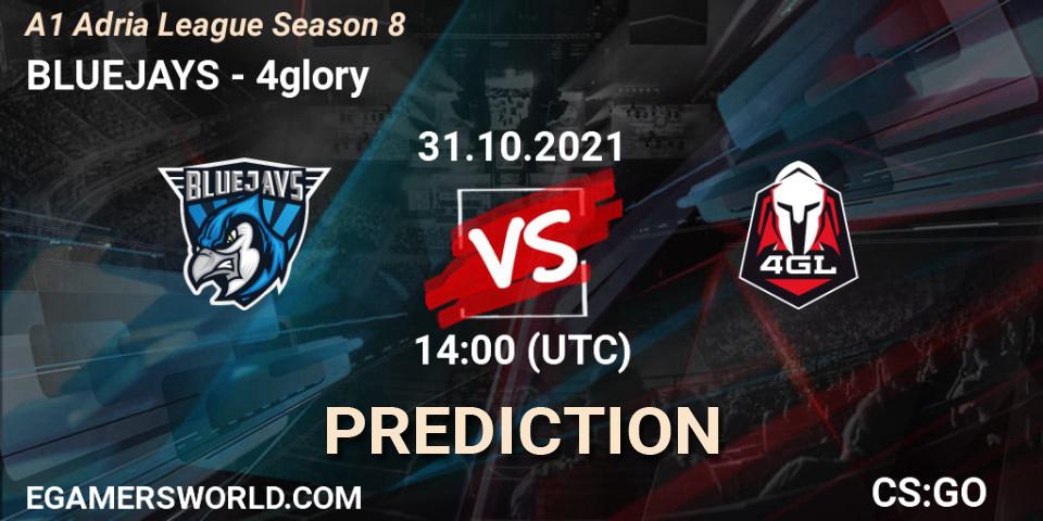 Pronósticos BLUEJAYS - 4glory. 31.10.2021 at 15:00. A1 Adria League Season 8 - Counter-Strike (CS2)