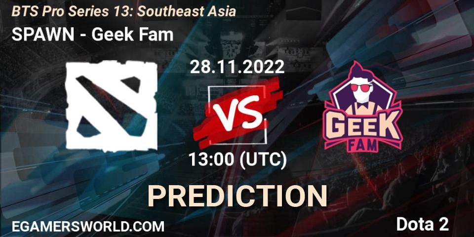 Pronósticos SPAWN Team - Geek Fam. 28.11.22. BTS Pro Series 13: Southeast Asia - Dota 2