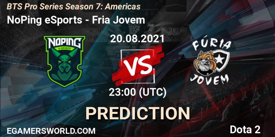 Pronósticos NoPing eSports - Fúria Jovem. 20.08.2021 at 22:35. BTS Pro Series Season 7: Americas - Dota 2