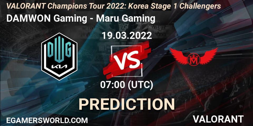 Pronósticos DAMWON Gaming - Maru Gaming. 19.03.2022 at 07:00. VCT 2022: Korea Stage 1 Challengers - VALORANT