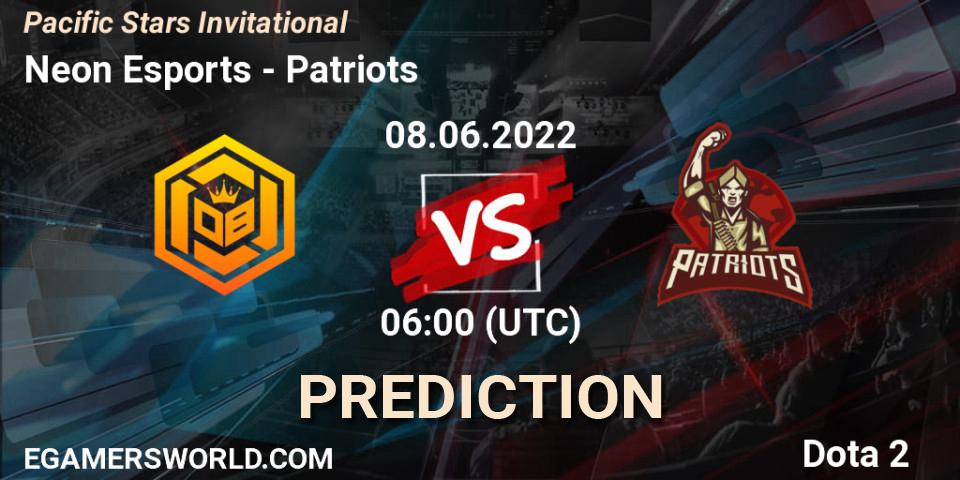 Pronósticos Neon Esports - Patriots. 08.06.22. Pacific Stars Invitational - Dota 2