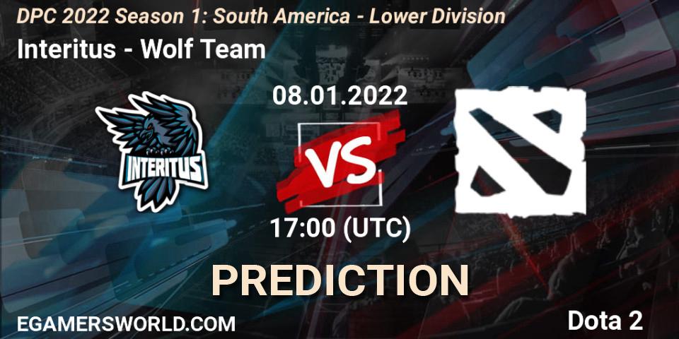 Pronósticos Interitus - Wolf Team. 08.01.2022 at 17:03. DPC 2022 Season 1: South America - Lower Division - Dota 2