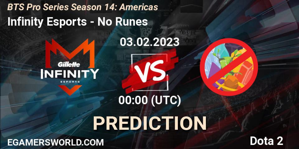 Pronósticos Infinity Esports - No Runes. 03.02.23. BTS Pro Series Season 14: Americas - Dota 2