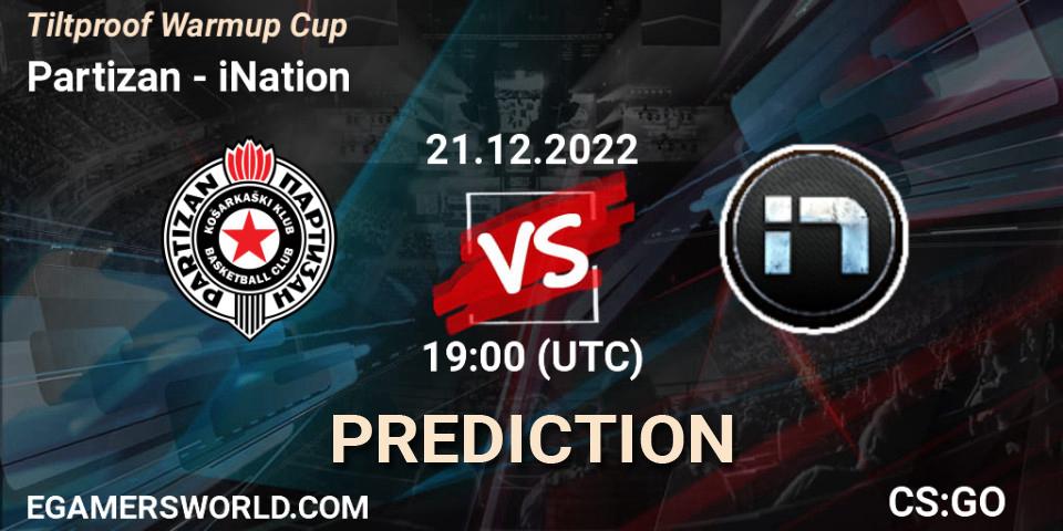 Pronósticos Partizan - iNation. 21.12.2022 at 19:00. Tiltproof Warmup Cup - Counter-Strike (CS2)