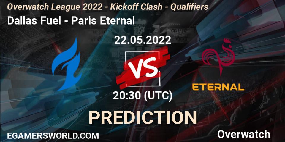 Pronósticos Dallas Fuel - Paris Eternal. 22.05.22. Overwatch League 2022 - Kickoff Clash - Qualifiers - Overwatch