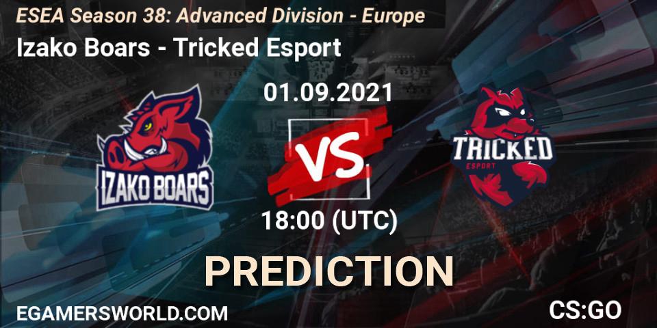 Pronósticos Izako Boars - Tricked Esport. 01.09.2021 at 18:00. ESEA Season 38: Advanced Division - Europe - Counter-Strike (CS2)