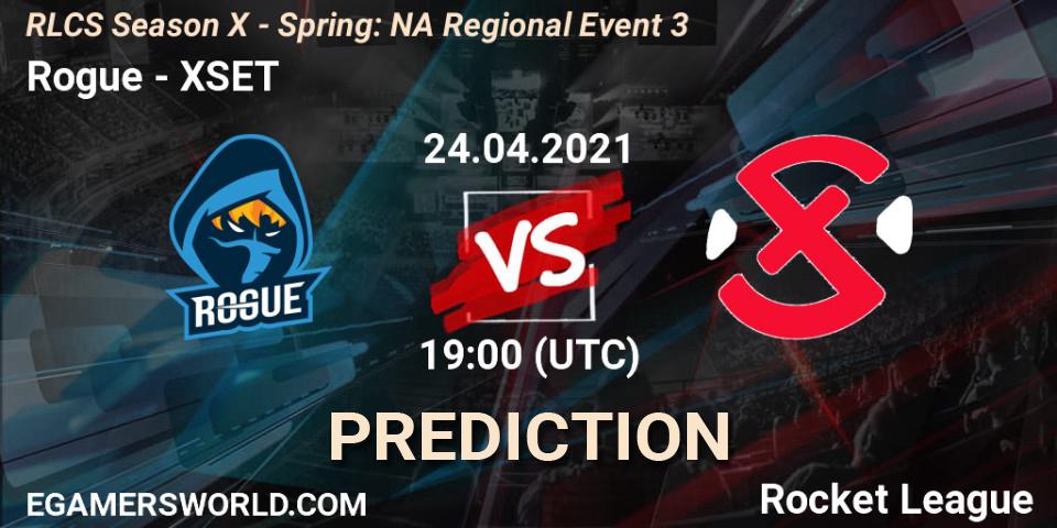 Pronósticos Rogue - XSET. 24.04.2021 at 19:00. RLCS Season X - Spring: NA Regional Event 3 - Rocket League