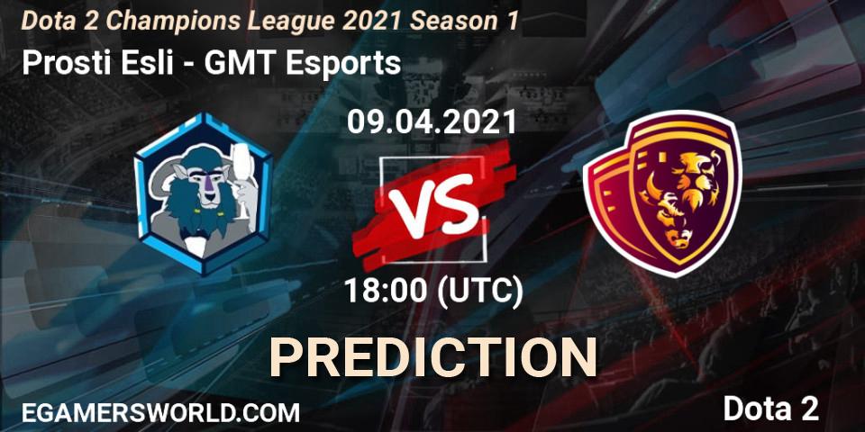 Pronósticos Prosti Esli - GMT Esports. 09.04.2021 at 18:00. Dota 2 Champions League 2021 Season 1 - Dota 2