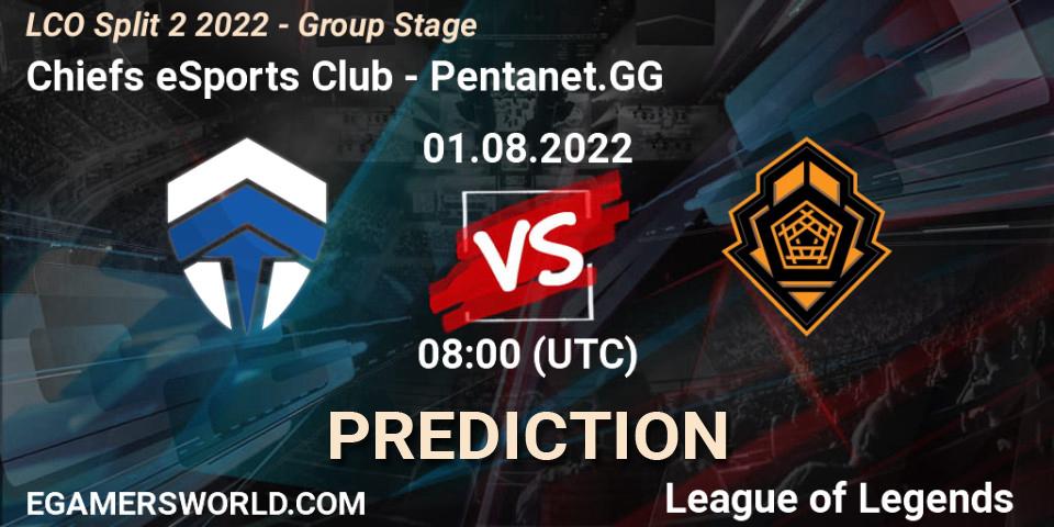 Pronósticos Chiefs eSports Club - Pentanet.GG. 01.08.2022 at 08:00. LCO Split 2 2022 - Group Stage - LoL