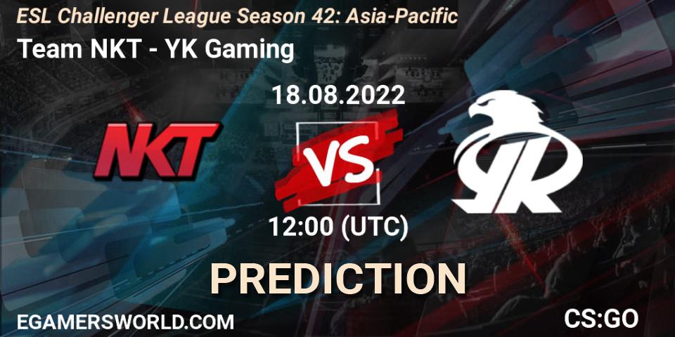 Pronósticos Team NKT - YK Gaming. 18.08.2022 at 12:00. ESL Challenger League Season 42: Asia-Pacific - Counter-Strike (CS2)