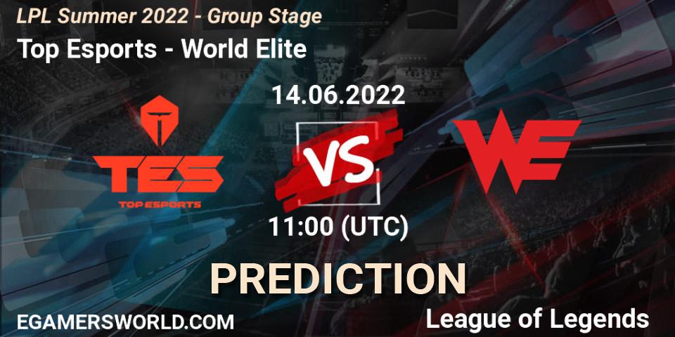 Pronósticos Top Esports - World Elite. 14.06.22. LPL Summer 2022 - Group Stage - LoL