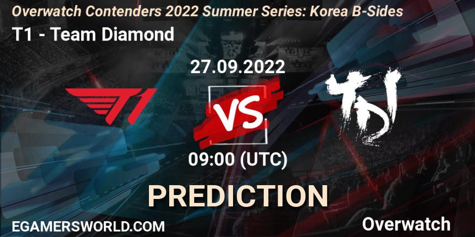 Pronósticos T1 - Team Diamond. 27.09.22. Overwatch Contenders 2022 Summer Series: Korea B-Sides - Overwatch