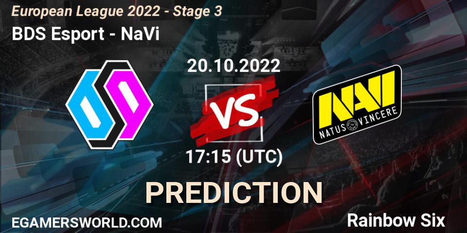 Pronósticos BDS Esport - NaVi. 20.10.22. European League 2022 - Stage 3 - Rainbow Six