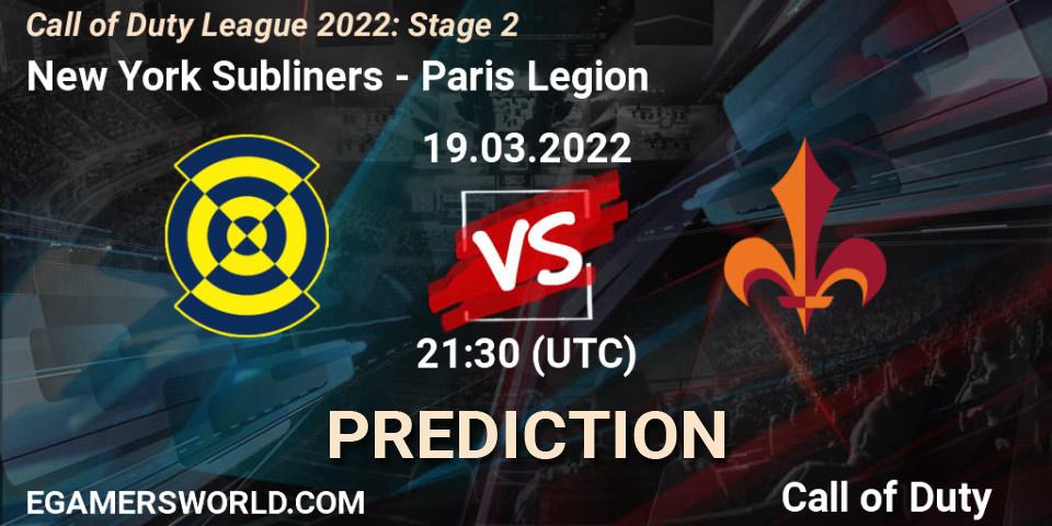 Pronósticos New York Subliners - Paris Legion. 19.03.22. Call of Duty League 2022: Stage 2 - Call of Duty