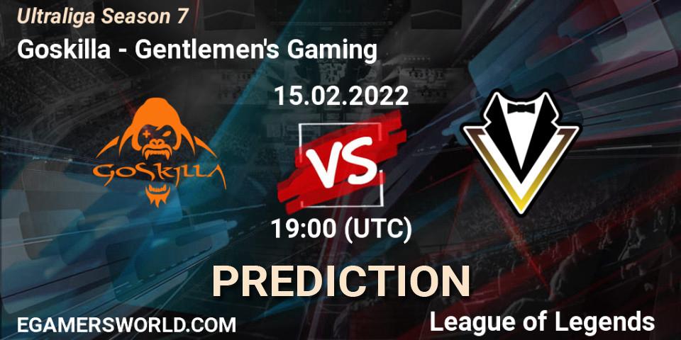Pronósticos Goskilla - Gentlemen's Gaming. 15.02.2022 at 19:00. Ultraliga Season 7 - LoL