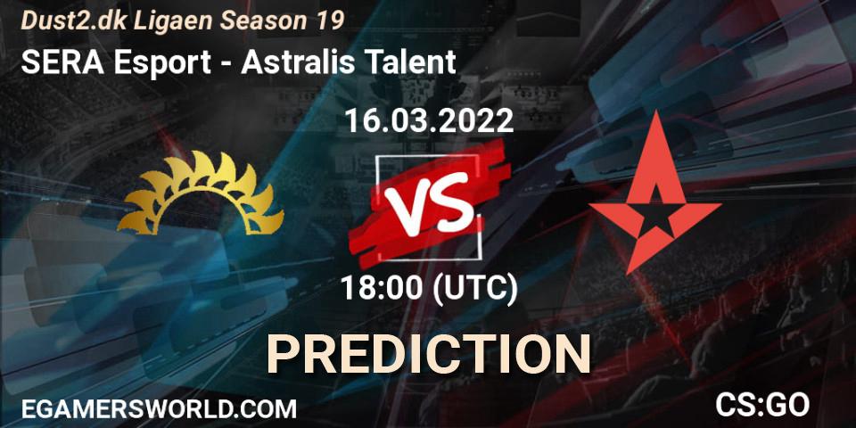 Pronósticos SERA Esport - Astralis Talent. 16.03.2022 at 18:00. Dust2.dk Ligaen Season 19 - Counter-Strike (CS2)