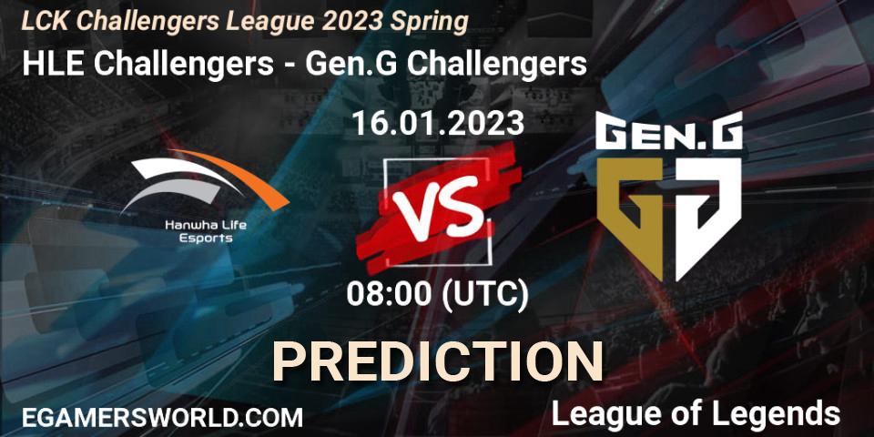 Pronósticos HLE Challengers - Gen.G Challengers. 16.01.2023 at 08:00. LCK Challengers League 2023 Spring - LoL