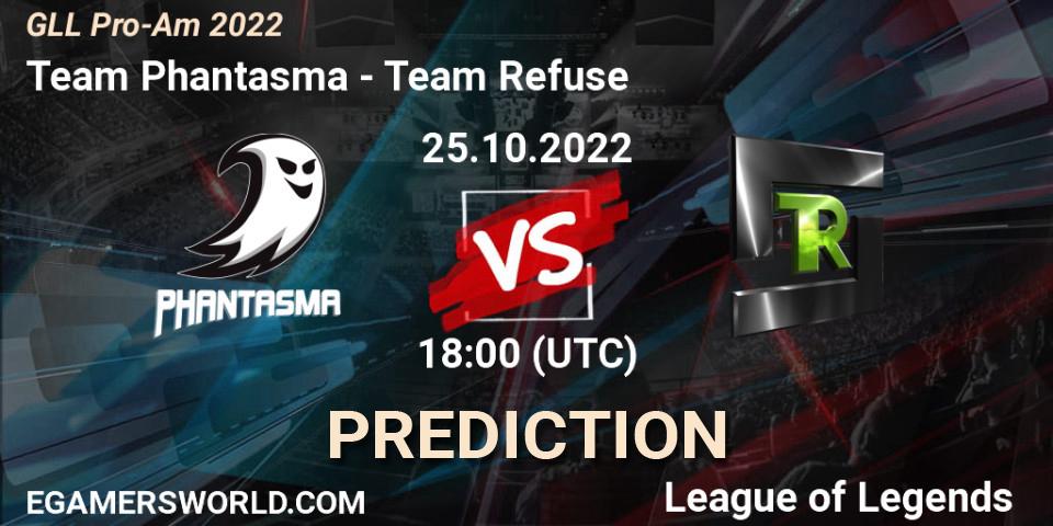 Pronósticos Team Phantasma - Team Refuse. 25.10.2022 at 17:00. GLL Pro-Am 2022 - LoL