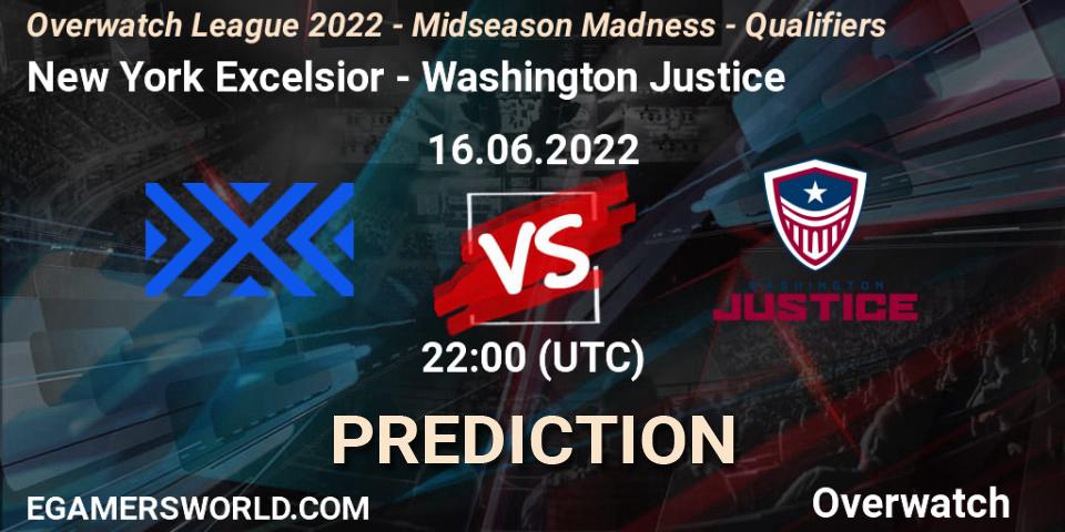 Pronósticos New York Excelsior - Washington Justice. 16.06.22. Overwatch League 2022 - Midseason Madness - Qualifiers - Overwatch
