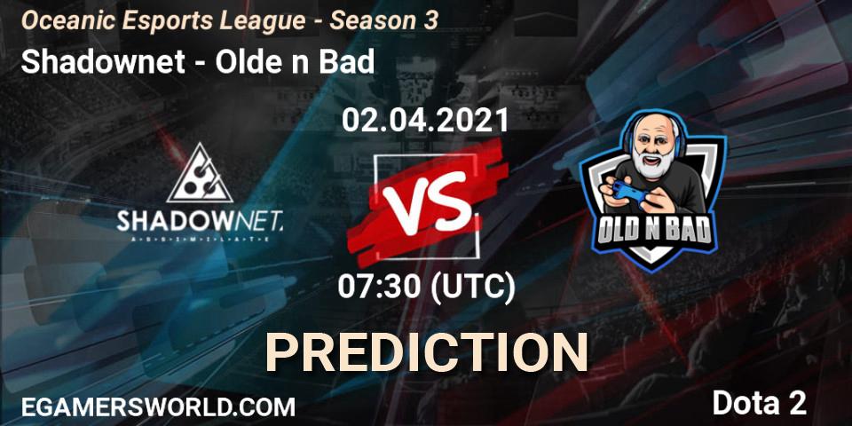 Pronósticos Shadownet - Olde n Bad. 02.04.2021 at 07:30. Oceanic Esports League - Season 3 - Dota 2