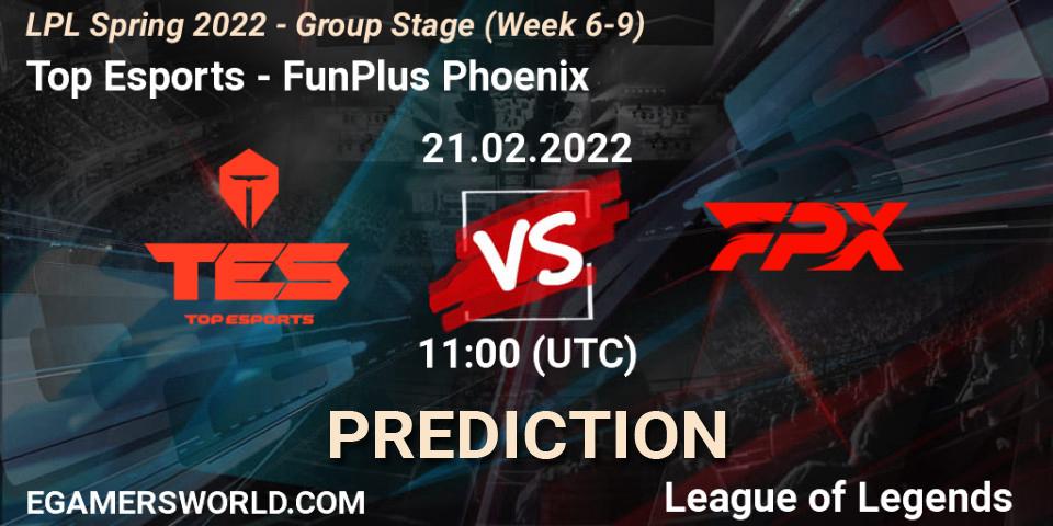 Pronósticos Top Esports - FunPlus Phoenix. 21.02.22. LPL Spring 2022 - Group Stage (Week 6-9) - LoL