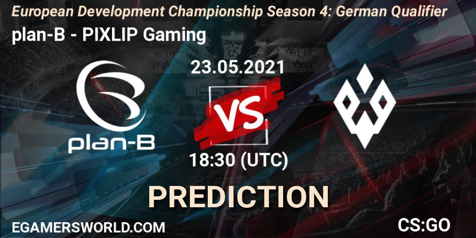 Pronósticos plan-B - PIXLIP Gaming. 23.05.2021 at 18:30. European Development Championship Season 4: German Qualifier - Counter-Strike (CS2)