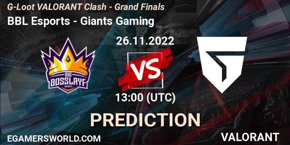 Pronósticos BBL Esports - Giants Gaming. 26.11.22. G-Loot VALORANT Clash - Grand Finals - VALORANT