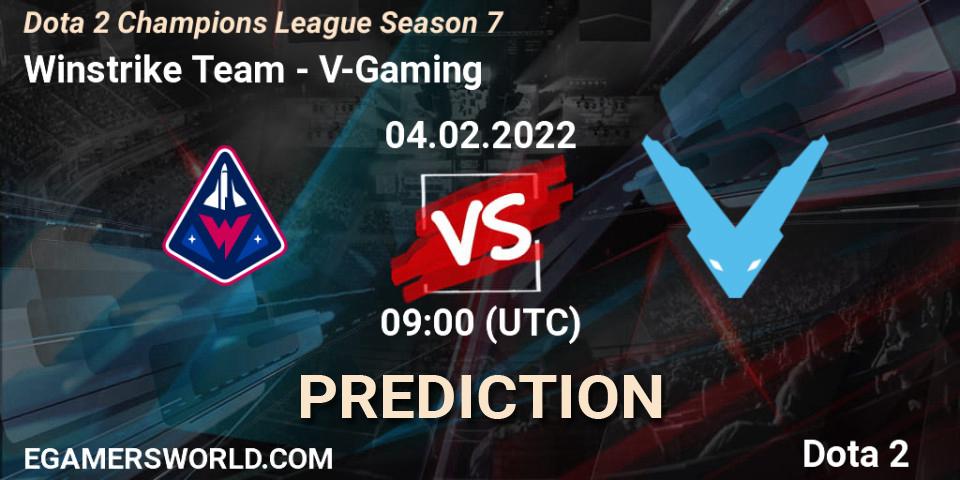 Pronósticos Winstrike Team - V-Gaming. 04.02.2022 at 12:00. Dota 2 Champions League 2022 Season 7 - Dota 2