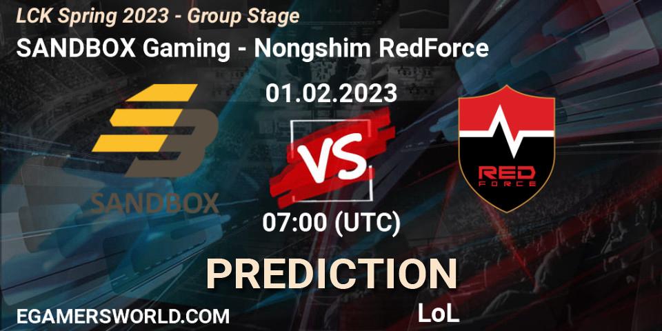 Pronósticos SANDBOX Gaming - Nongshim RedForce. 01.02.23. LCK Spring 2023 - Group Stage - LoL