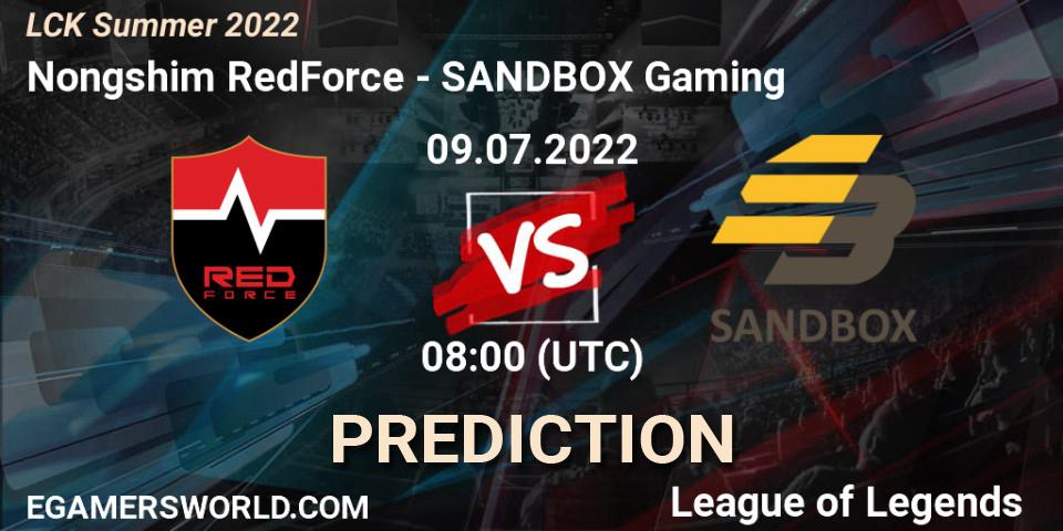 Pronósticos Nongshim RedForce - SANDBOX Gaming. 09.07.22. LCK Summer 2022 - LoL