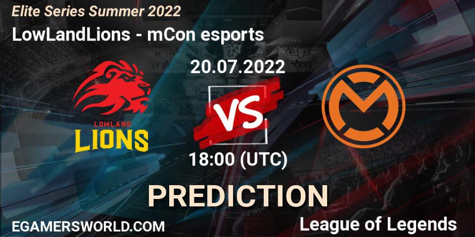 Pronósticos LowLandLions - mCon esports. 20.07.22. Elite Series Summer 2022 - LoL