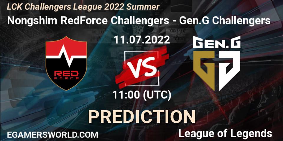 Pronósticos Nongshim RedForce Challengers - Gen.G Challengers. 14.07.2022 at 06:00. LCK Challengers League 2022 Summer - LoL