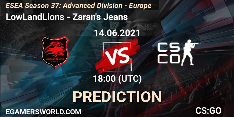 Pronósticos LowLandLions - Zaran's Jeans. 14.06.2021 at 18:00. ESEA Season 37: Advanced Division - Europe - Counter-Strike (CS2)