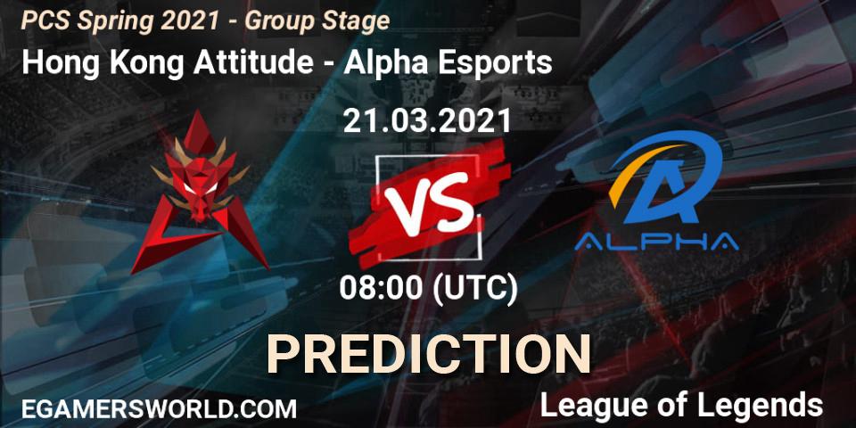 Pronósticos Hong Kong Attitude - Alpha Esports. 21.03.21. PCS Spring 2021 - Group Stage - LoL