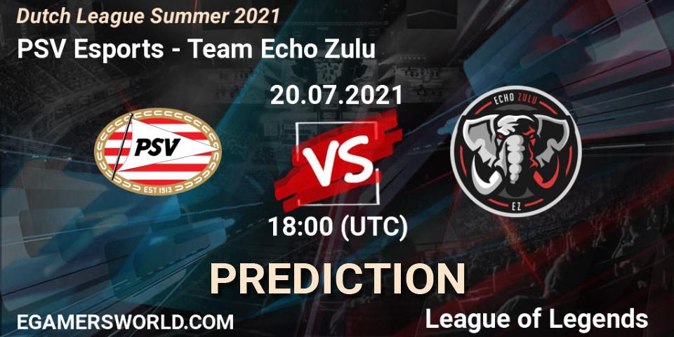 Pronósticos PSV Esports - Team Echo Zulu. 20.07.2021 at 18:00. Dutch League Summer 2021 - LoL