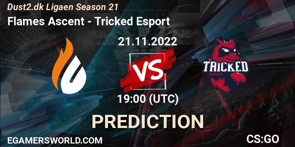 Pronósticos Flames Ascent - Tricked Esport. 21.11.2022 at 19:00. Dust2.dk Ligaen Season 21 - Counter-Strike (CS2)