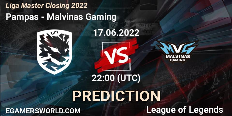 Pronósticos Pampas - Malvinas Gaming. 17.06.2022 at 22:00. Liga Master Closing 2022 - LoL