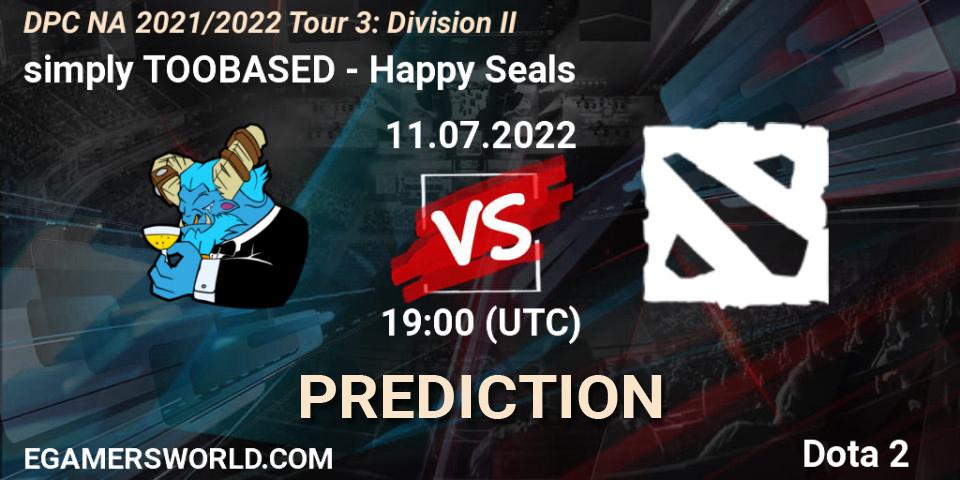 Pronósticos simply TOOBASED - Happy Seals. 11.07.2022 at 19:11. DPC NA 2021/2022 Tour 3: Division II - Dota 2