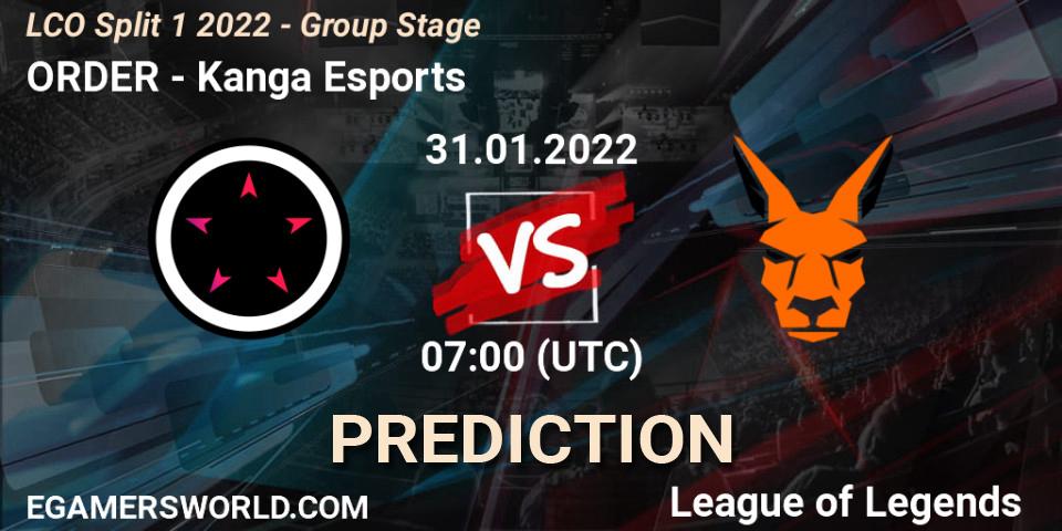 Pronósticos ORDER - Kanga Esports. 31.01.22. LCO Split 1 2022 - Group Stage - LoL