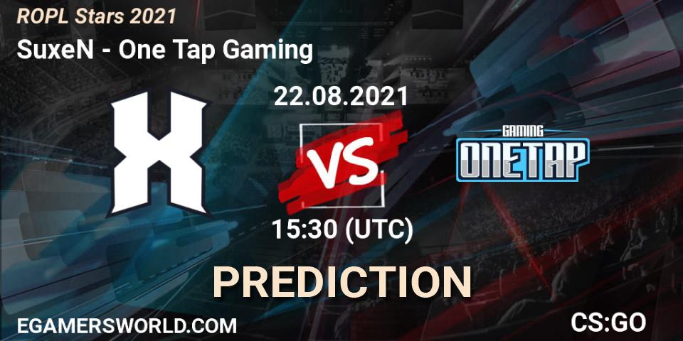 Pronósticos SuxeN - One Tap Gaming. 22.08.2021 at 13:00. ROPL Stars 2021 - Counter-Strike (CS2)