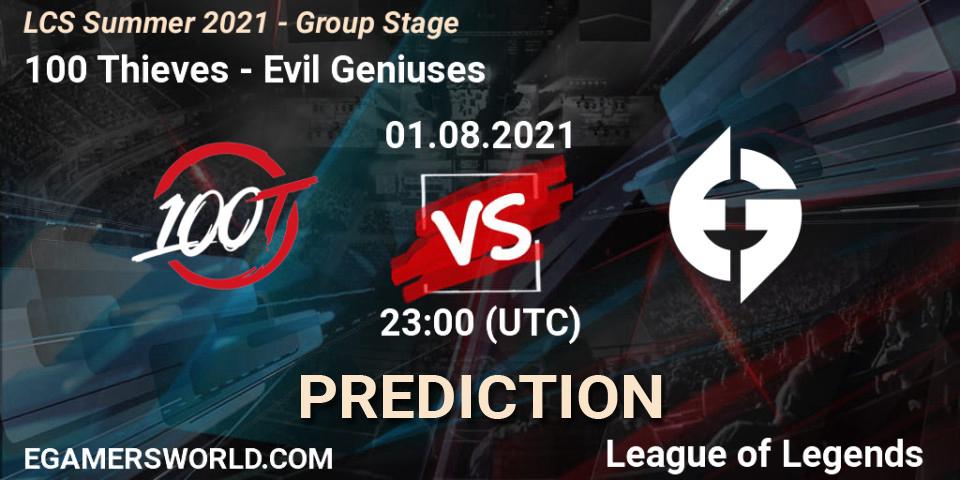 Pronósticos 100 Thieves - Evil Geniuses. 01.08.21. LCS Summer 2021 - Group Stage - LoL