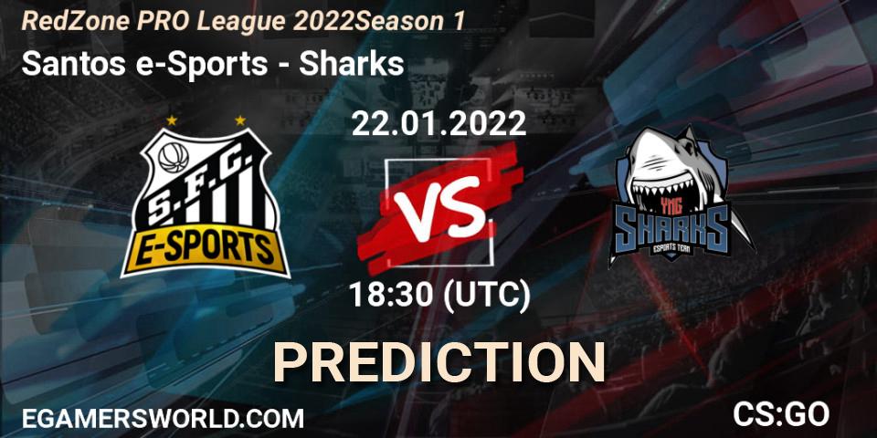Pronósticos Santos e-Sports - Sharks. 22.01.22. RedZone PRO League 2022 Season 1 - CS2 (CS:GO)