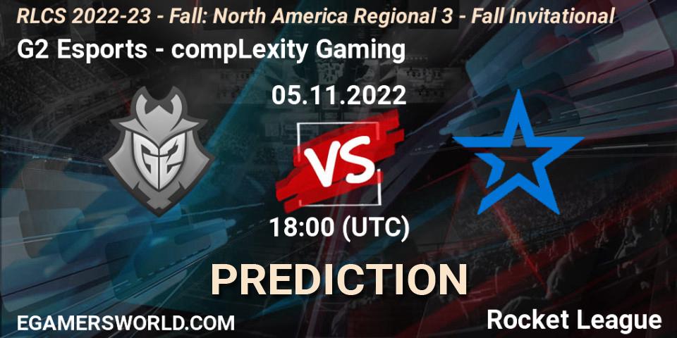 Pronósticos G2 Esports - compLexity Gaming. 05.11.22. RLCS 2022-23 - Fall: North America Regional 3 - Fall Invitational - Rocket League